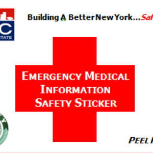 Emergency Medical Information Safety Sticker - Must Order 10 Min